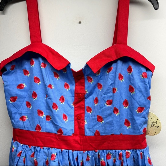 LINDY BOP IMELDA BLUE STRAWBERRY 🍓 DRESS SIZE 12 nwt - Picture 4 of 11